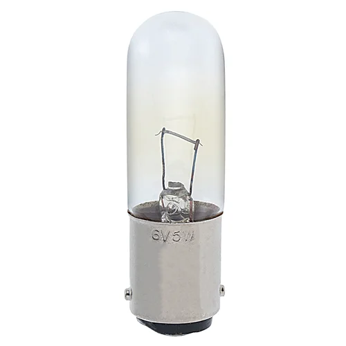 لامپ سیگنال رشته ای 6 ولت 5 وات سمل (SEMEL) مدل استوانه ای (Tubular) کد T16X54MM پایه خاری دو کنتاکت (BA15D)