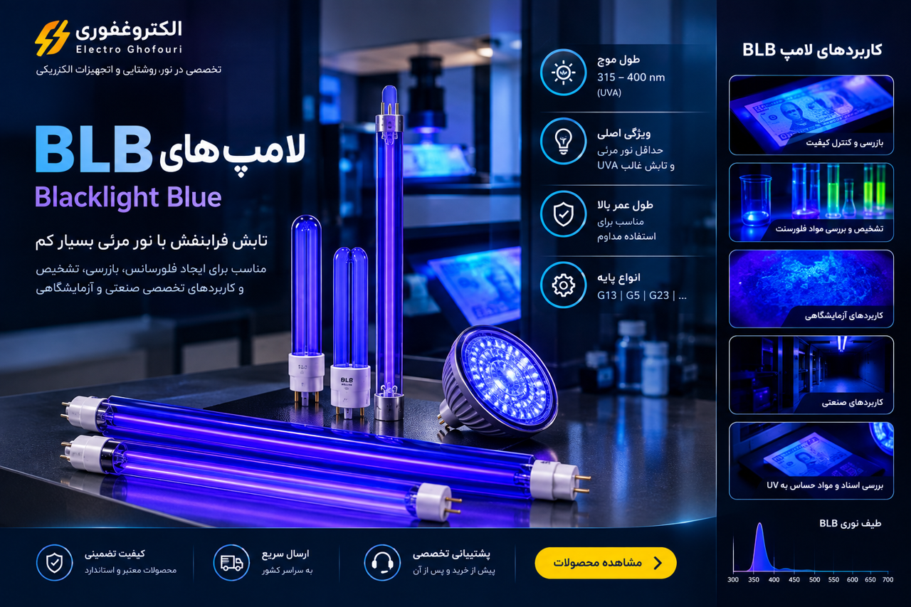 راهنمای قیمت و خرید و انواع لامپ اولتراویولت (BLB)