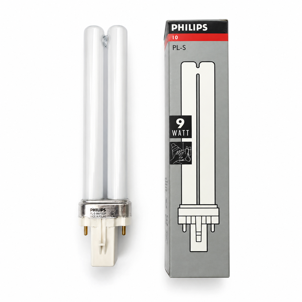 لامپ یووی آ (UVA) 9 وات فیلیپس (PHILIPS) مدل Actinic BL PL-S 9W/10/2P پایه دو پین (G23) با طول موج 365 نانومتر (365nm) مناسب برای خشک کردن چسب و مواد یووی
