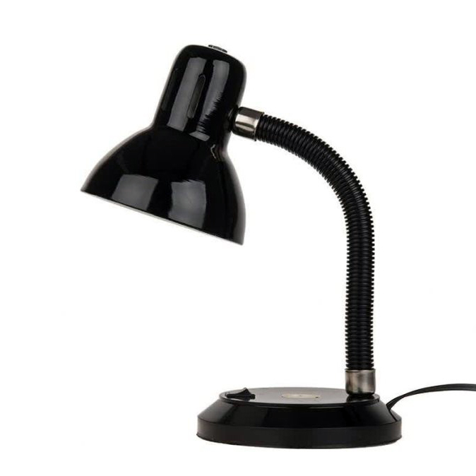 چراغ مطالعه صنایع فلزی کریم زاده مدل CL-113 کاسه بزرگ با پایه معمولی (E27) سرامیکی با ارتفاع فنر 26 سانتی متری دارای کلید و سیم دوشاخه دار