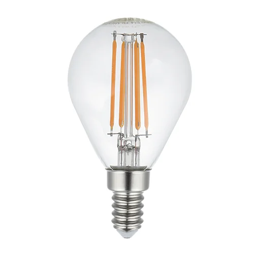 لامپ تخم مرغی فیلامنتی 220 ولت 4.5 وات شعاع مدل G45 شیشه شفاف پایه شمعی (E14)