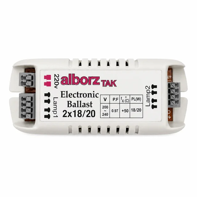 بالاست الکترونیکی (ترانس) دو لامپ 18/20 وات (2x18W) البرز تک مخصوص انواع لامپ مهتابی