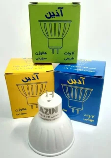 قیمت و خرید لامپ هالوژن ال ای دی 7 وات آذین پایه GU5.3