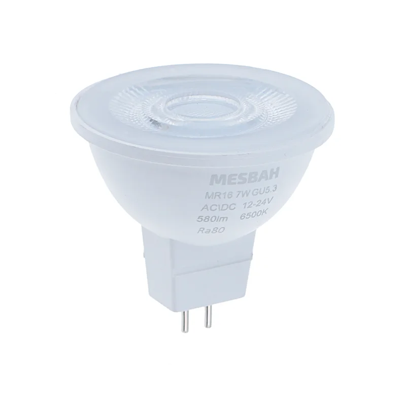 لامپ هالوژن ال ای دی (LED) 12 ولت ۷ وات مصباح کد 12V-24V مدل AC/DC پایه سوزنی (GU5.3)