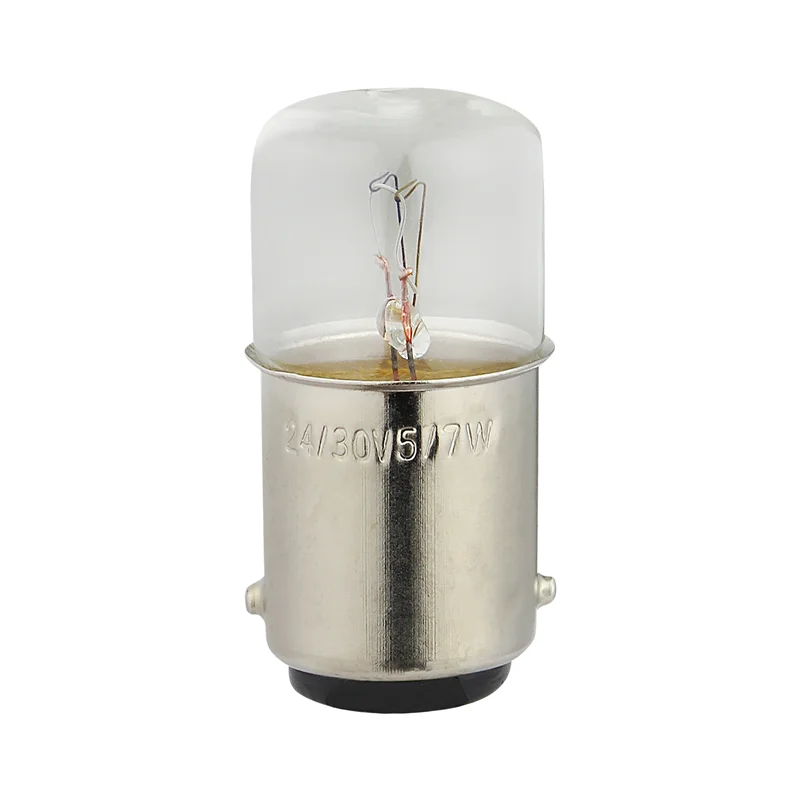 لامپ سیگنال رشته ای 24/30 ولت 5/7 وات کد T16X35MM پایه خاری دو کنتاکت (BA15D)