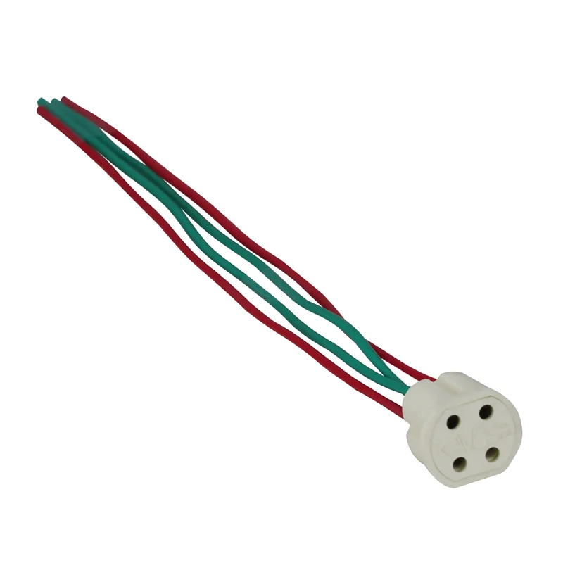 سوکت چهارپین مربعی کاوش با سیم 20 سانتی متری مناسب برای انواع لامپ های یووی چهارپین یکطرفه